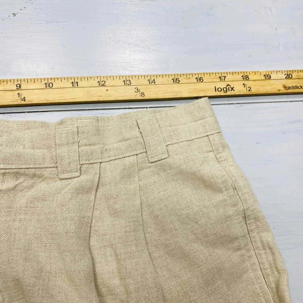 Dockers Pleated Linen Blend Pants Mens 34x29 Beige Khaki Cuffed Straight Pant